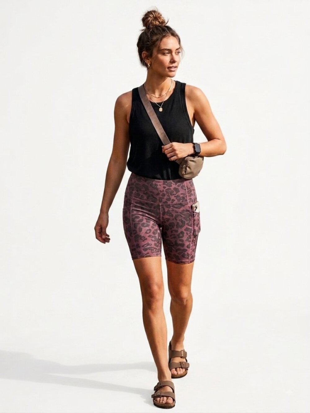 Nicole Miller High-Waisted Animal Print Biker Shorts